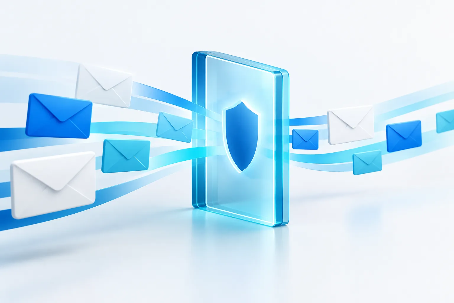 Abstract email envelopes passing through a simple security gateway.